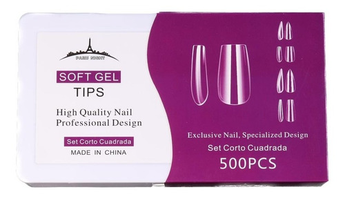 Tips Para Soft Gel Press On Paris Night 500 Set Corto