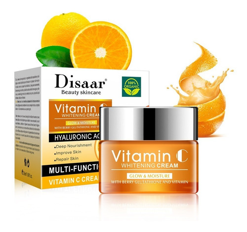 Crema Facial Vitamina C Con Ácido Hialurónico Antiarrugas