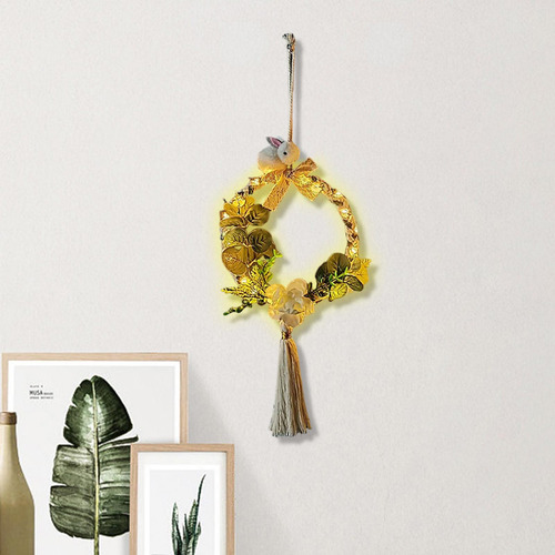 Guirnalda De Guirnalda De Conejo Con Luz De Macramé