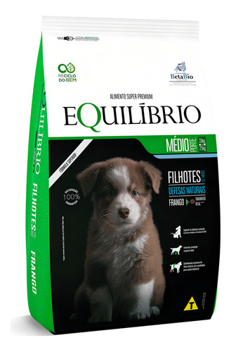 Ração Cães Equilibrio Filhote Medio Porte 15kg