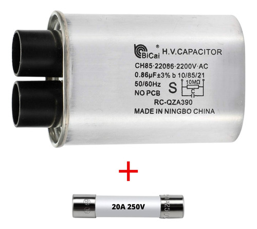 Capacitor Microondas 0.86 Uf 2100v Con Fusible 20a 250v