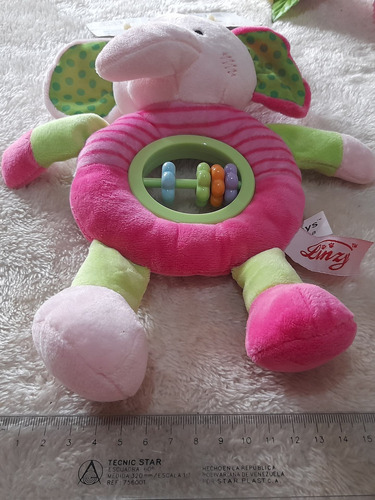 Imagen 5 de 5 de Sonajero Mordedor Peluche Elefante Rosado