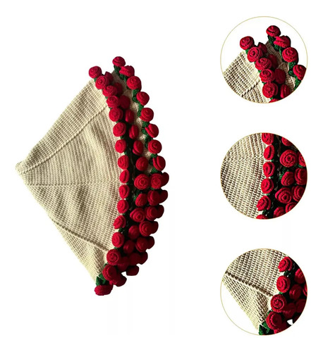 Manta Tejida Con Forma De Ramo De Rosas, 70 Cm