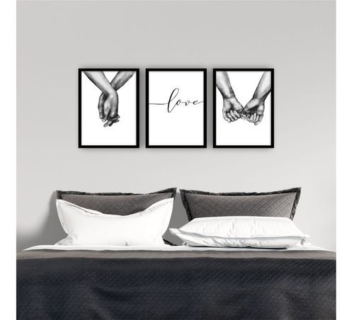 Kit 03 Quadro Decorativo Para Casal 40x60 Cm