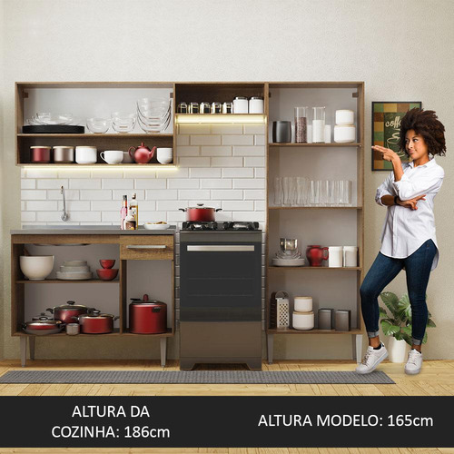 Cocina integral madesa emilly 2.29m con mesón de acero