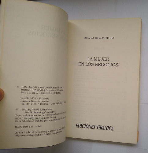 La Mujer En Los Negocios - Ronya Kozmetsky - Granica (Usado)