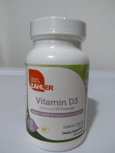 Zahler Vitamina D3 Formula Avanzada 10 000 Ui 250 Sgels Sabor Sin Sabor