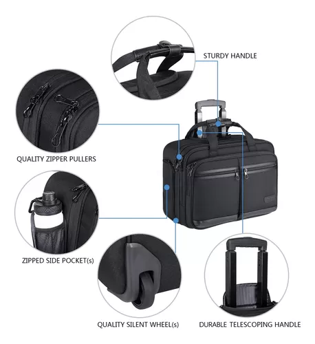 KROSER Maletín con ruedas para laptop de hasta 17.3 pulgadas, repelente al  agua, con bolsillos RFID para viajes, negocios, hombres y mujeres, color
