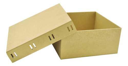 Caixa Quadrada Tampa Lisa Com Passa Fita 20x20x9 Mdf Madeira