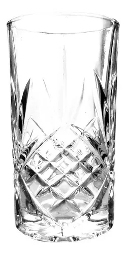 comprar Juego Set X 6 Vaso Vintage Vidrio Labrado 365 Ml Color Transparente