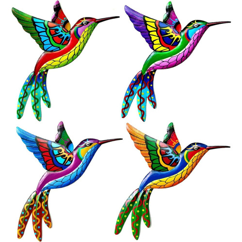4pc Arte De Pared De Metal Hummingbird Decor Para Exteri [u]