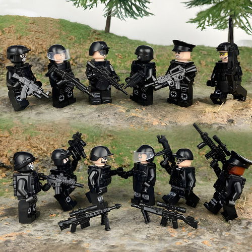 Figurita De Soldado De Combate Aéreo, Terrestre Y Marítimo Color Negro