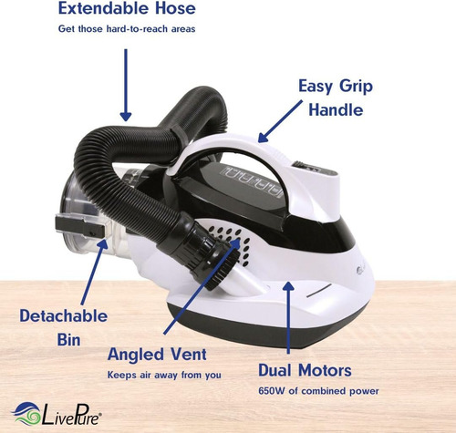 Livepure Aspiradora Portátil Con Filtro Hepa Y Desinfectante