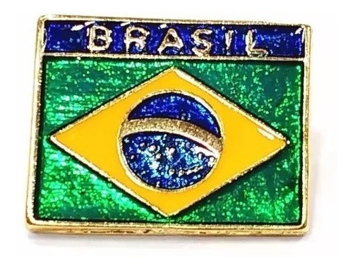 Kit 10 Pim Bótom Broche Da Bandeira Do Brasil 18mm Folheado