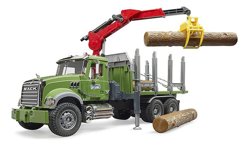 Camión De Madera Mack Granite Con Grúa De Carga Y 3 Troncos.
