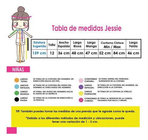 Disfraz Compatible Jessie Story Vaquerita Toy Niñas T-12 Jessie C/ Falda 12