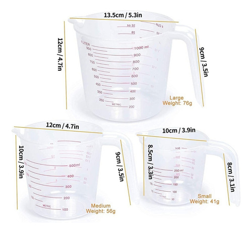Tazas Medidoras Set De 3 Jarras + Cucharas Medidoras