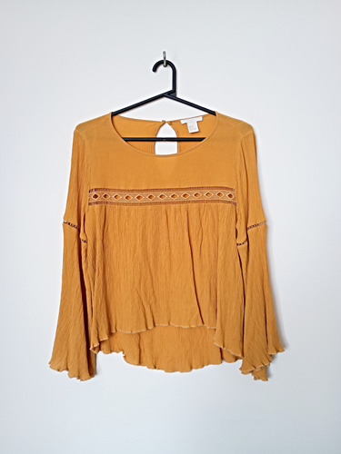 Blusa H&m De Bambula Mostaza, Talle S