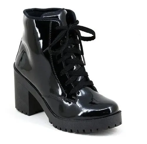 Bota com cadarço salto baixo sales