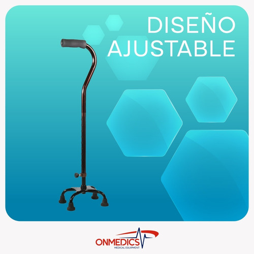 Imagen 5 de 6 de Baston 4 Patas Ortopédico Ajustable Antiderrapante Aluminio