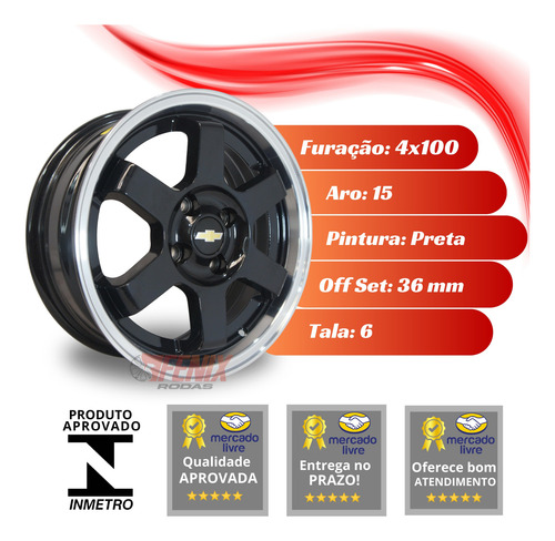Rodas Aro 15/6 4x100 P3000 Onix Celta Corsa Te37 Jogo +bicos