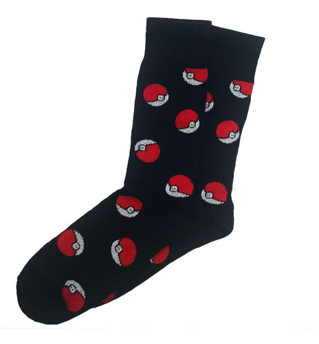 Calcetines Negros Con Estampado De Pokebola