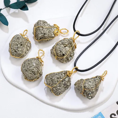Raw Pyrite Stone Necklace Natural Crystal Stone