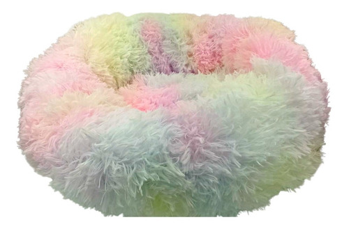 Cama Redonda Tipo Dona Arcoiris Para Perro Lava En Lavadora Arcoíris