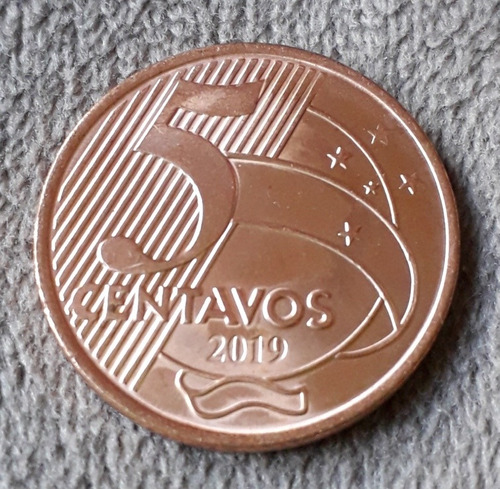 Moneda De Brasil De 5 Centavos De Real Año 2019 