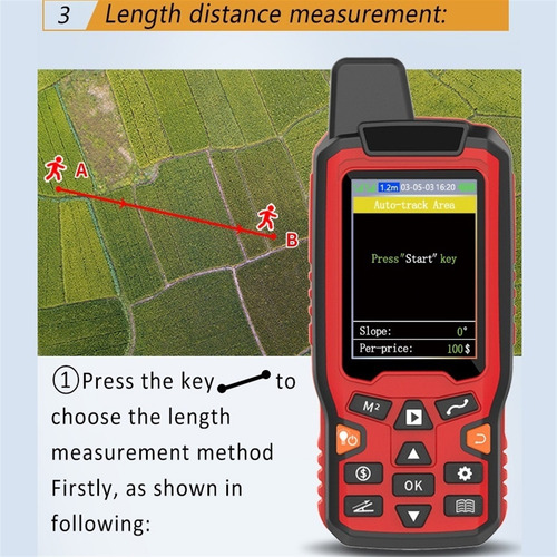 Gps De Mano Track Land Area Meter Con Pantalla De 2.4inch