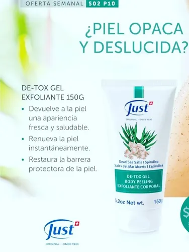 Gel De Tox Exfoliante Corporal Just Mar Muerto Y Espirulina