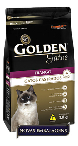 Ração Golden Gato Adulto Castrado - Frango - 3kg