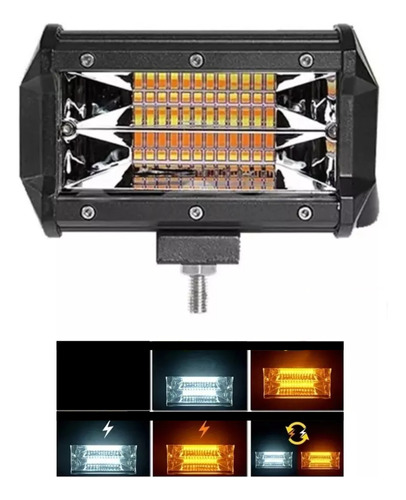 Faro Barra Led Blanco Ambar Estrobo 5 Pulgadas 24 Led 72w