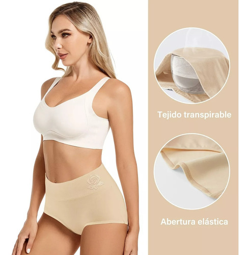 Calzoncillos De Algodón Para Mujer Calzones Cintura Alta 4pz