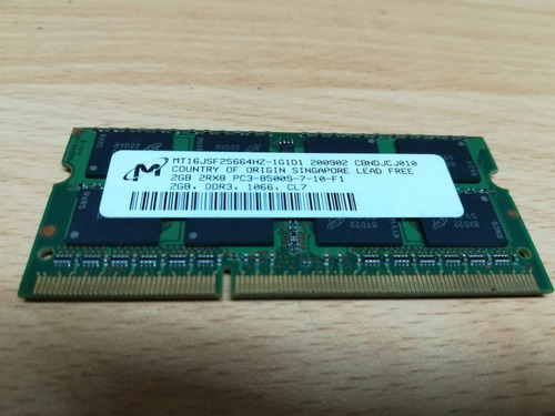 Memoria Ram Laptop 2gb 2rx8 Ddr3 Pc3-8500s (Usado)