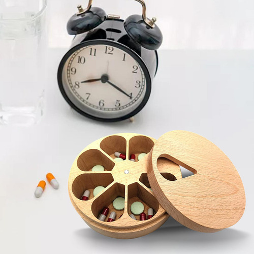 7 Day Weekly Pill Organizer Solid Wood Organizer For