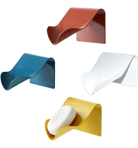 Imagen 8 de 8 de 3 Porta Jabon Moderno Con Adhesivo Jabonera Organizador Baño