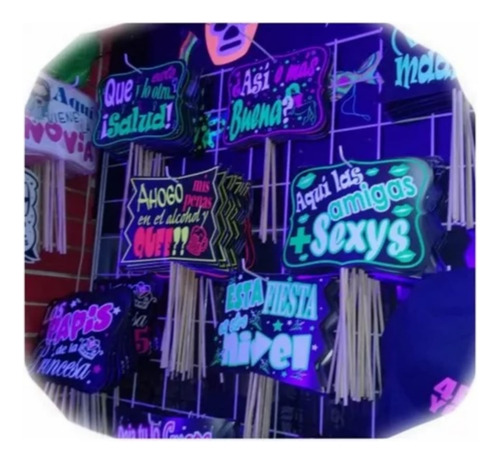 12 Letrero Selfie Neon 15 Años Photo Booth Cabina Partynices