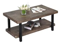 Comprar Mesa De Centro De Madera Y Metal, 2 Niveles, Marrón-negro
