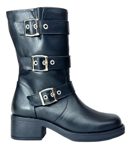 Botas 3/4 Malena De Cuero Vacuno Con Hebillas Cómodas Moda 