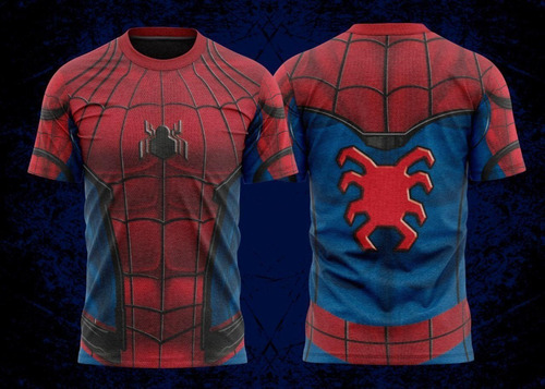 Imagem 4 de 7 de Camiseta Infantil - Traje Homem Aranha Ha Tecido - Dryfit