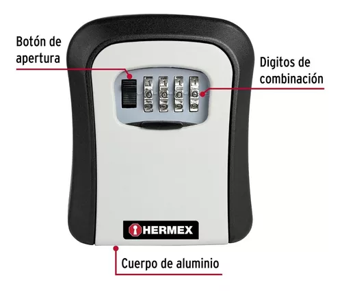 Caja Combinacion Guarda Llaves Para Pared 12cm Hermex 45328 Color Negro