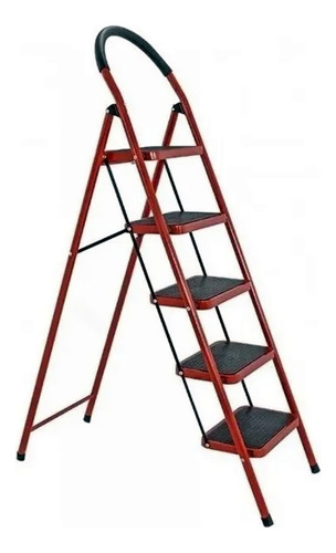 Escalera Plegable De Hierro Roja 5 Escalones Mf Shop Hasta 1