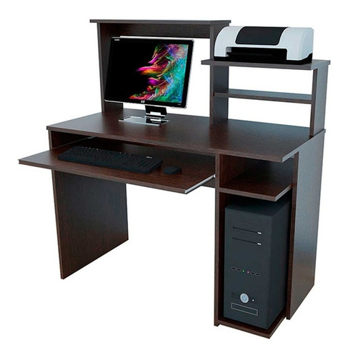Escritorio Mosconi 709 melamina de 101cm x 121cm x 45cm wengue