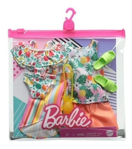 Imagem 2 de 3 de Roupa Da Barbie E Ken Conjunto Tropical Mattel Ms