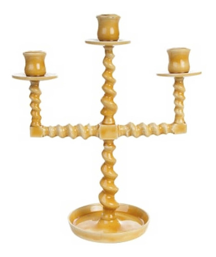 Castiçal Candelabro Porta Velas Cerâmica Torneado Sj