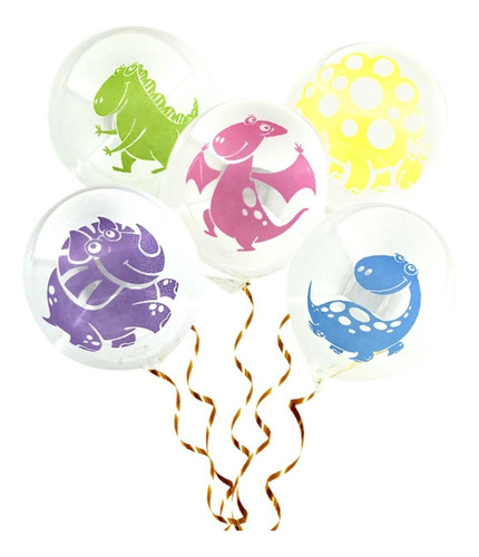 Globo Burbuja De Silicona Con Estampado De Dino X 5und. 18cm