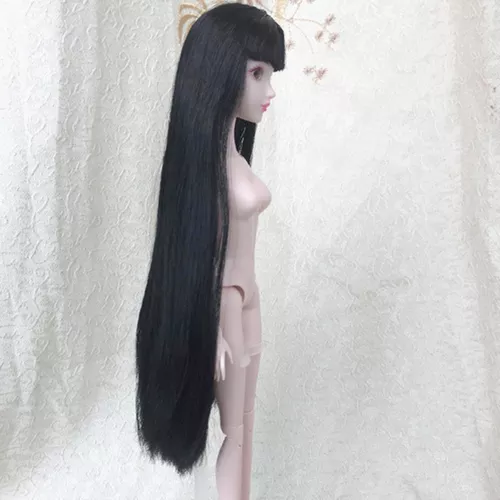 Cabeça de boneca de maquiagem de plástico, 1:6 bjd, cabeças de boneca com  peruca preta, cabelo para boneca de 11.5 , brinquedos diy de meninas