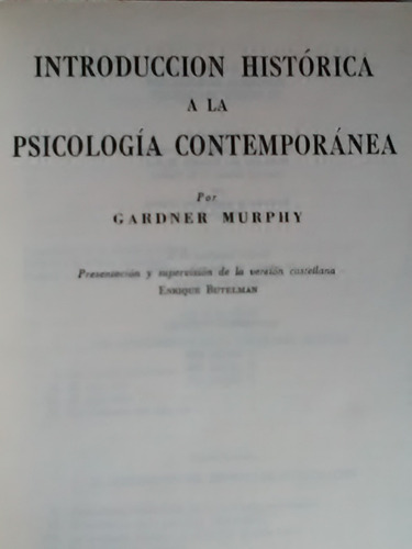 Introduccion A La Psicologia Contemporanea Gardner Murphy