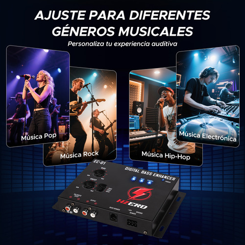 Epicentro Restaurador De Bajos Digital Restaurador De Graves Ecualizador Para Auto, Pickups Y Suv Incluye Control Remoto Y Accesorios De Instalación Lightning Series Hzero Ec-01